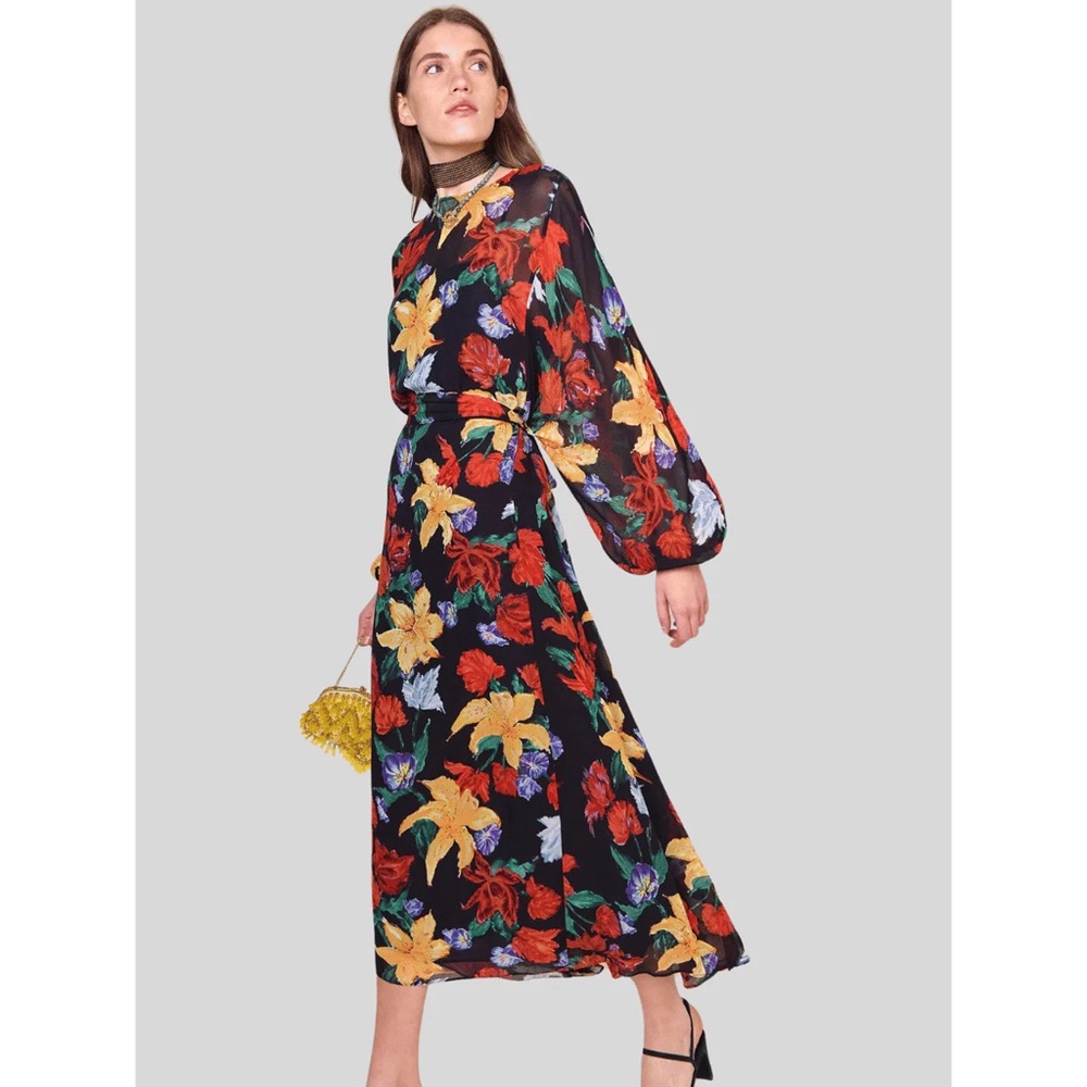 Rixo pia floral maxi dress lily garden